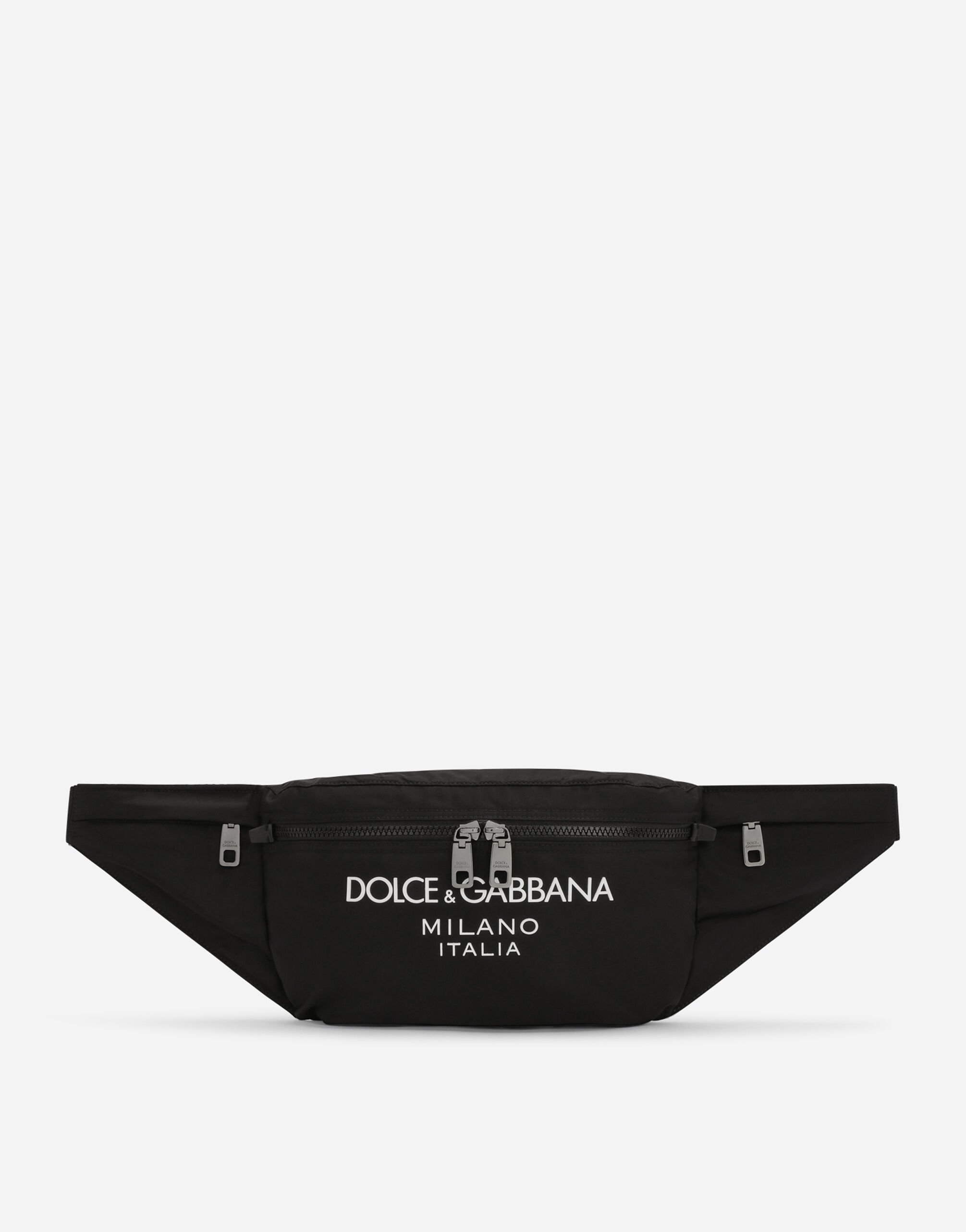 Dolce & Gabbana Nylon belt bag with rubberized logo Black BM2331A8034