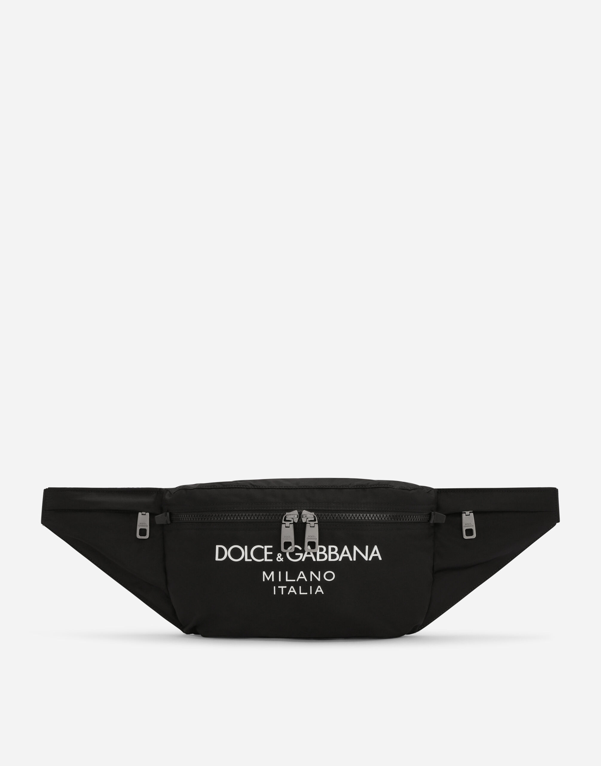 Dolce & Gabbana Nylon belt bag with rubberized logo Black BM2218AG182