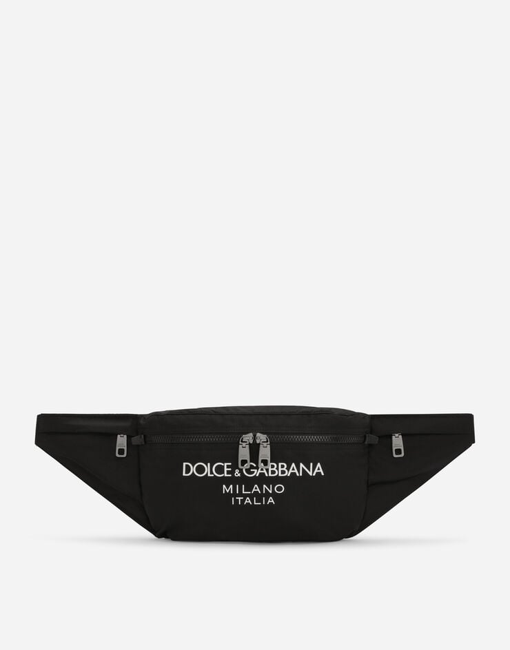 Dolce & Gabbana Marsupio in nylon con logo gommato Nero BM2194AG182