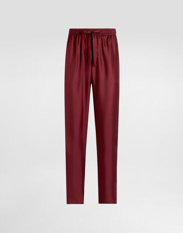 Dolce & Gabbana Silk pajama pants with logo embroidery Bordeaux GVCRAZGJ155