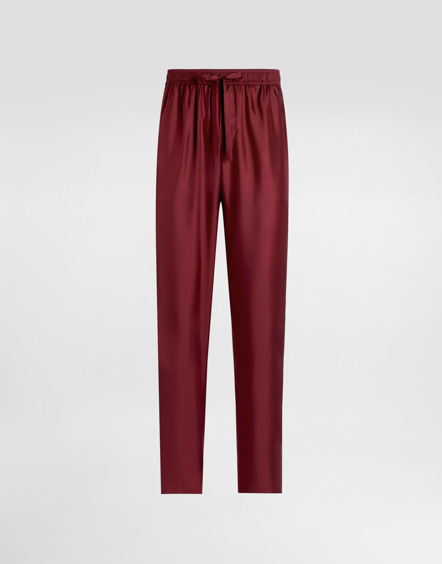 Silk pajama pants with logo embroidery