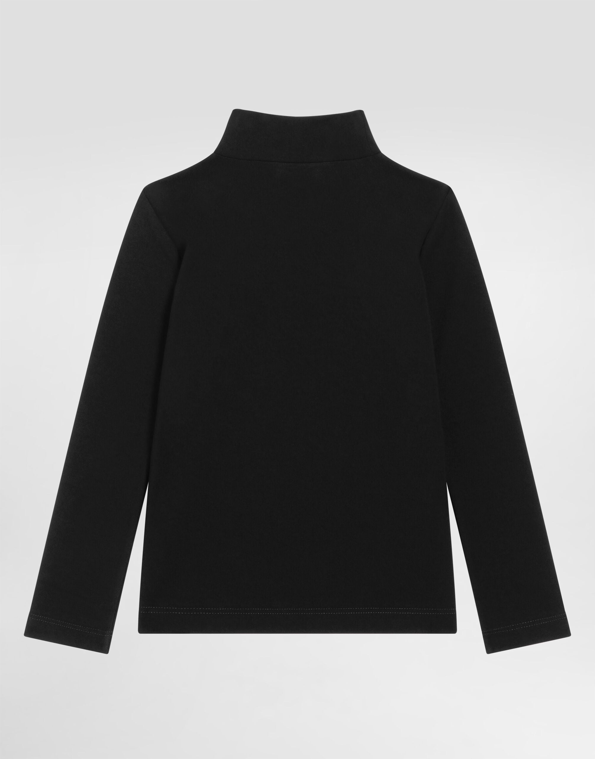 Interlock turtleneck with DG logo embroidery in Black for Girls
