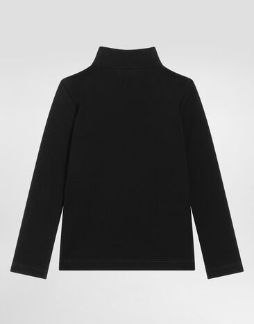 Dolce & Gabbana Interlock turtleneck with DG logo embroidery Black L5JTLEG7N9L