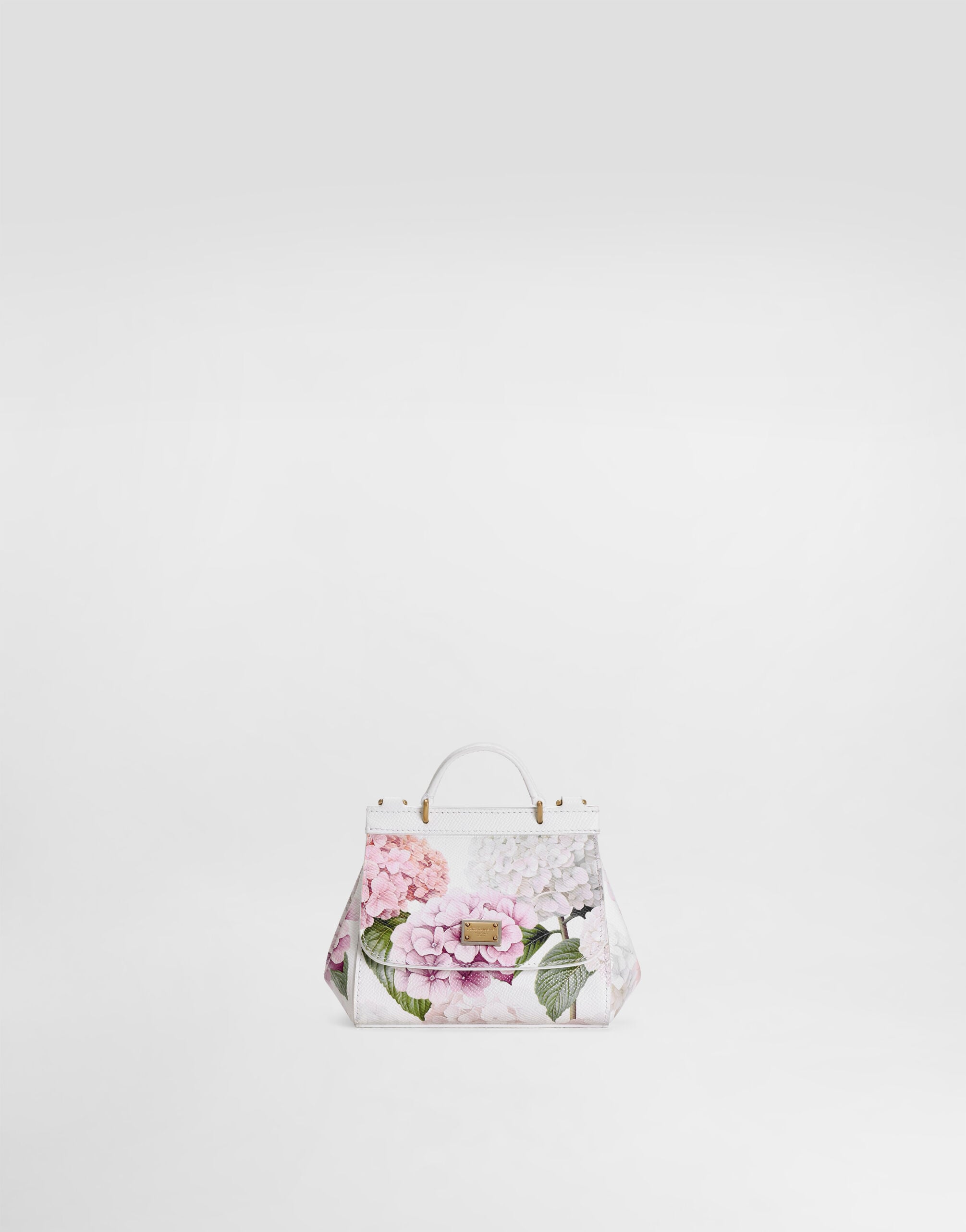 Hydrangeas-print dauphine calfskin sicily handbag in Multicolor