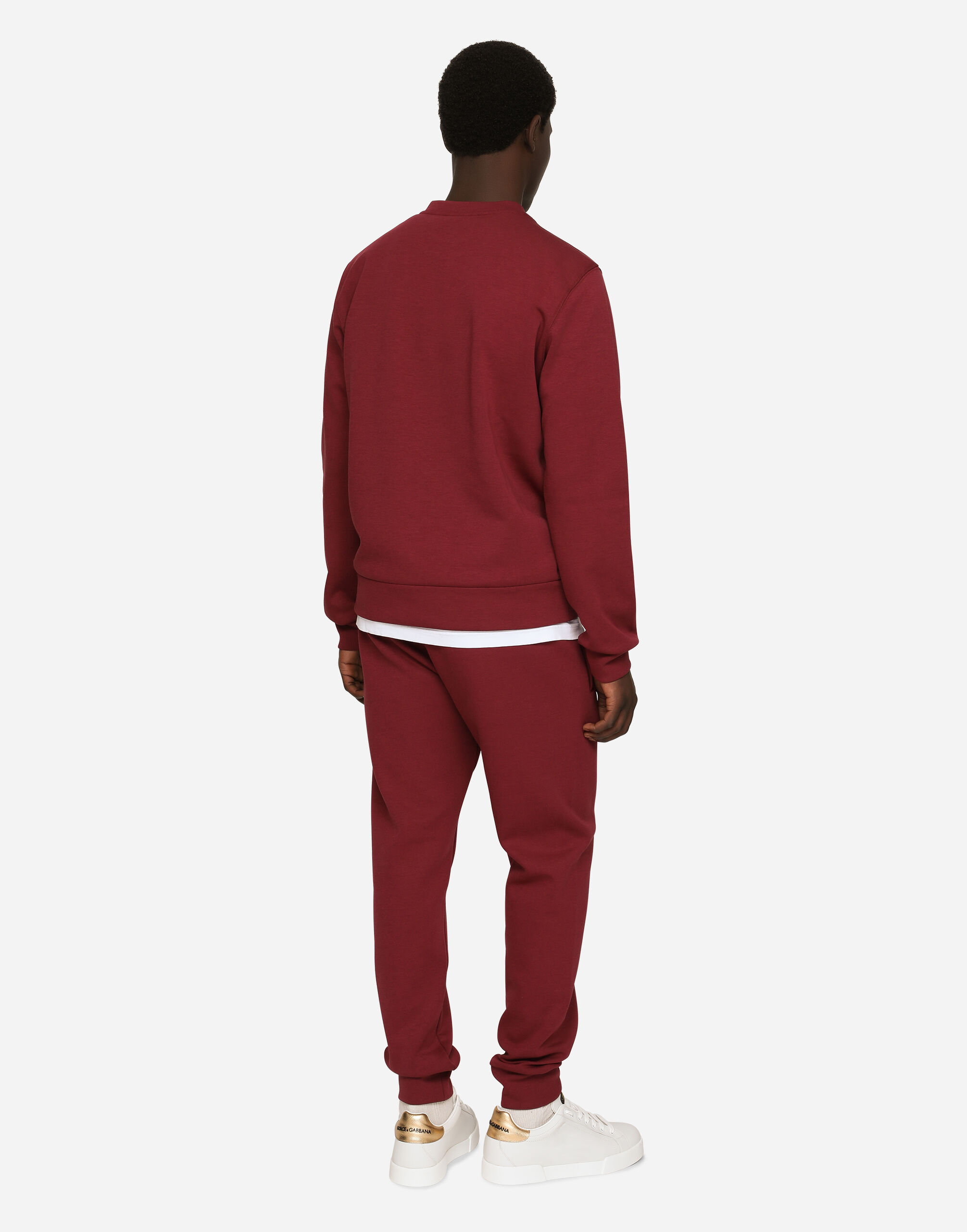 Cotton jersey sweatshirt with embroidery in Bordeaux for Men