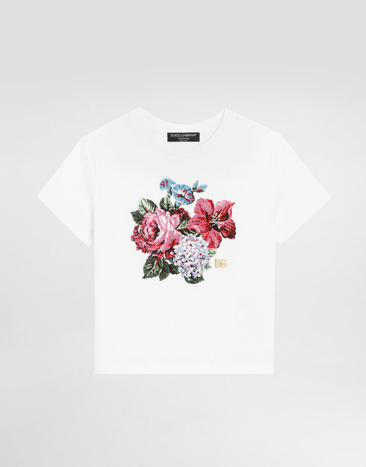 Dolce & Gabbana Футболка из джерси с принтом и логотипом DG Multicolor L5JTNKG7O9J