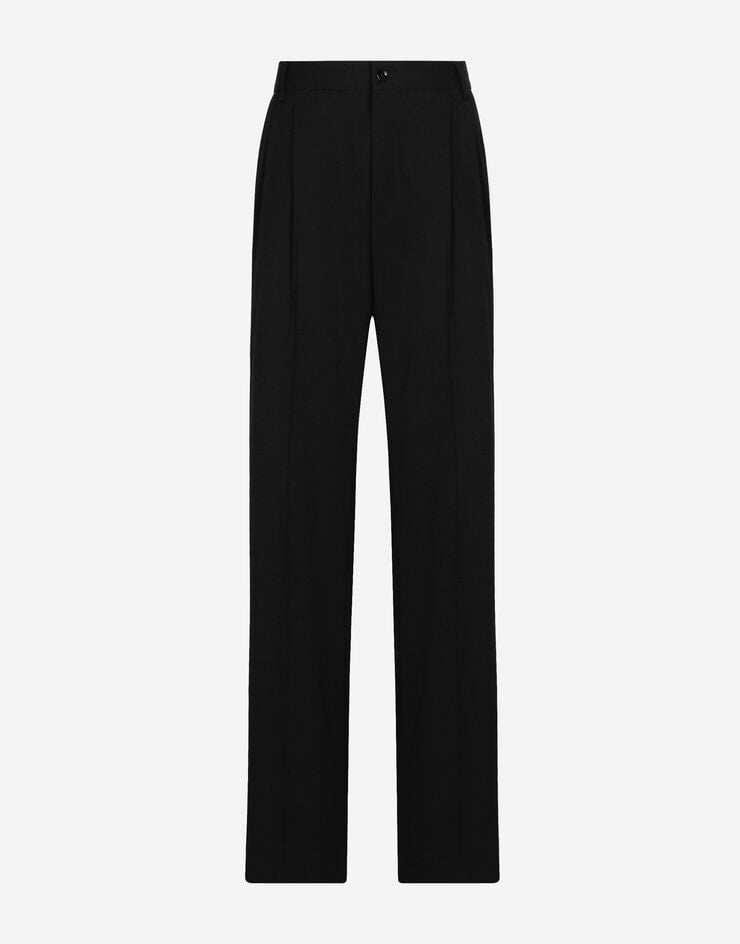 Flared woolen pants in Black for