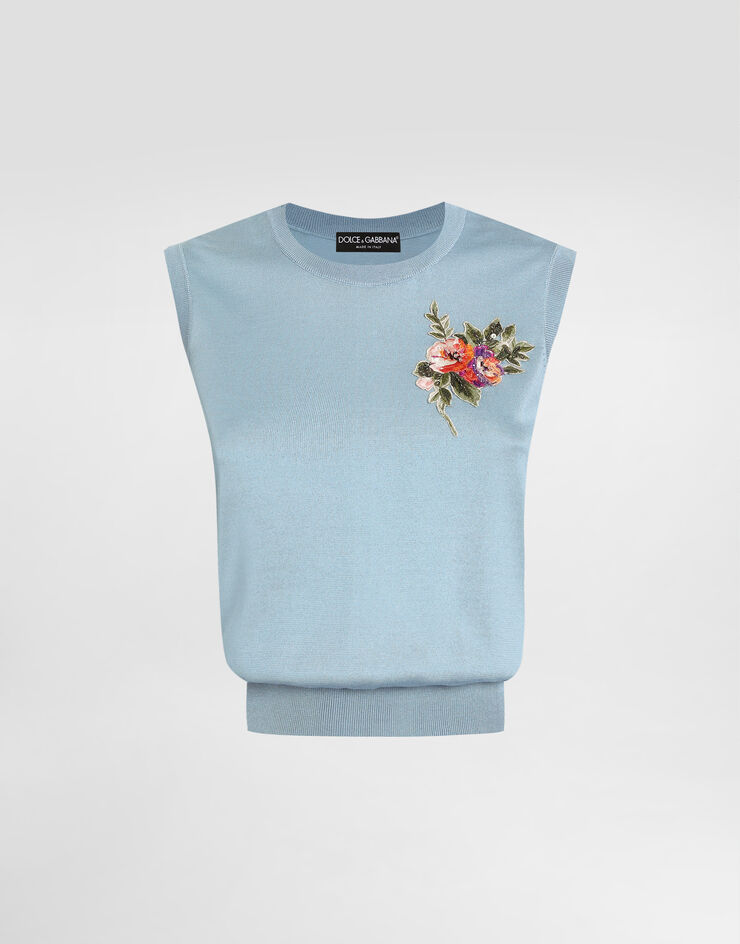 Dolce & Gabbana 실크 소재 탱크톱 Azure FXT04ZJBSOV