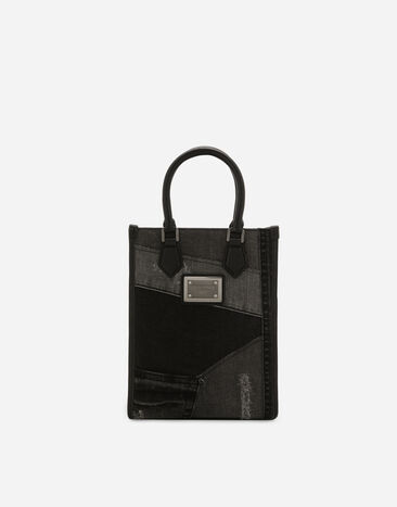 Dolce & Gabbana Small patchwork denim shopper Black G9ZU0ZG7K4P