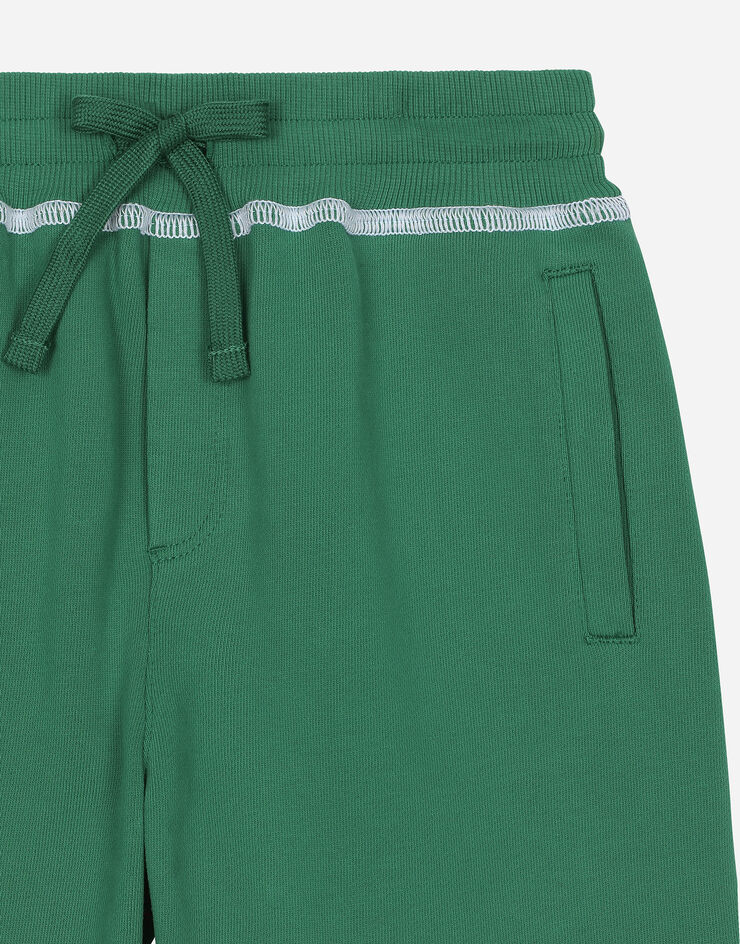 Dolce & Gabbana Jersey shorts with contrasting stitching and DG logo Green L4JQT6G7NVV