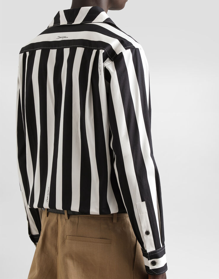 Dolce & Gabbana Cotton drill shirt with striped print Multicolor G5MW6TFSFOC