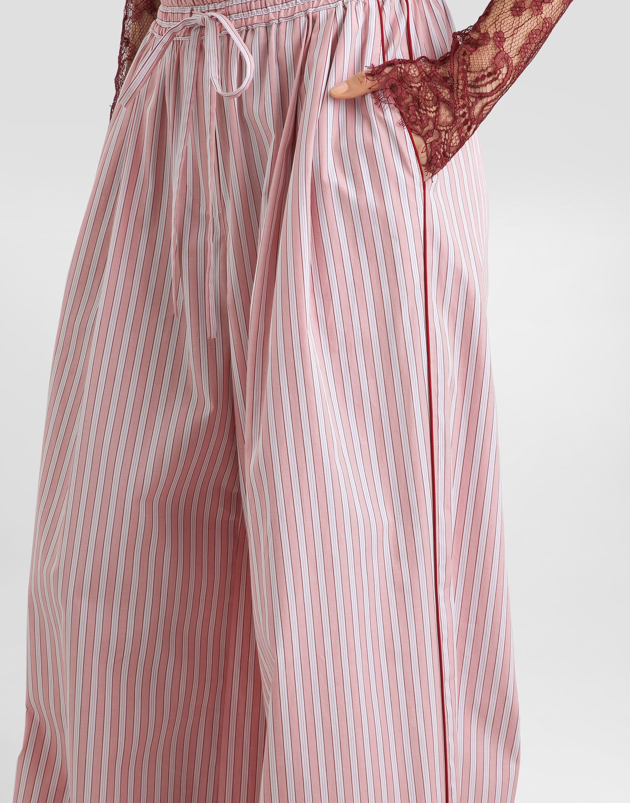 Striped poplin trousers in Multicolor for Women | Dolce&Gabbana® US
