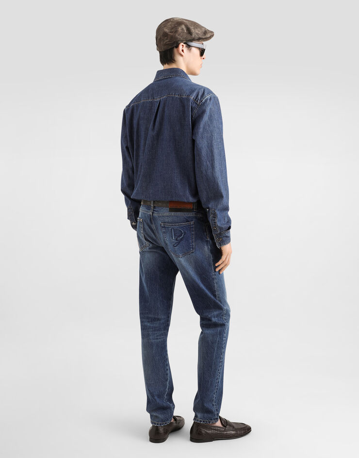 Dolce & Gabbana Camicia in denim con stemma araldico Multicolore G5MO2ZG8MF5