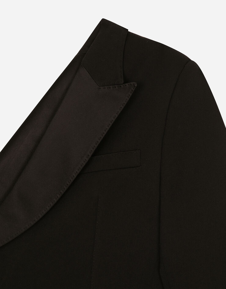 Dolce & Gabbana One-shoulder wool gabardine jacket Black F29ZNTFU28J