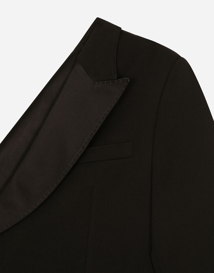 Dolce & Gabbana One-Shoulder-Jacke aus Wollgabardine Black F29ZNTFU28J