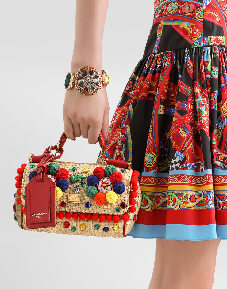 Dolce & Gabbana Mini My Sicily handbag in raffia Multicolor BB7864B0424