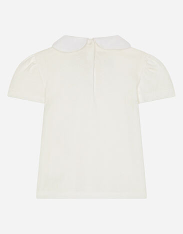 Dolce & Gabbana T-shirt in jersey con ricamo baby leo Bianco L2JTKIG7G4N