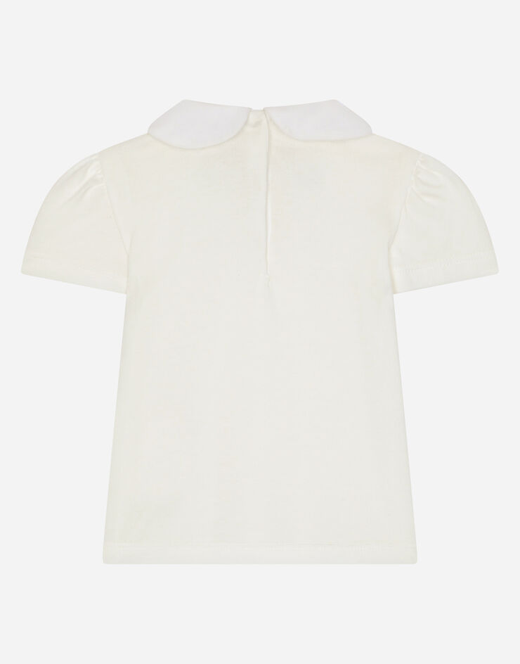 Dolce & Gabbana T-shirt in jersey con ricamo baby leo Bianco L2JTKIG7G4N