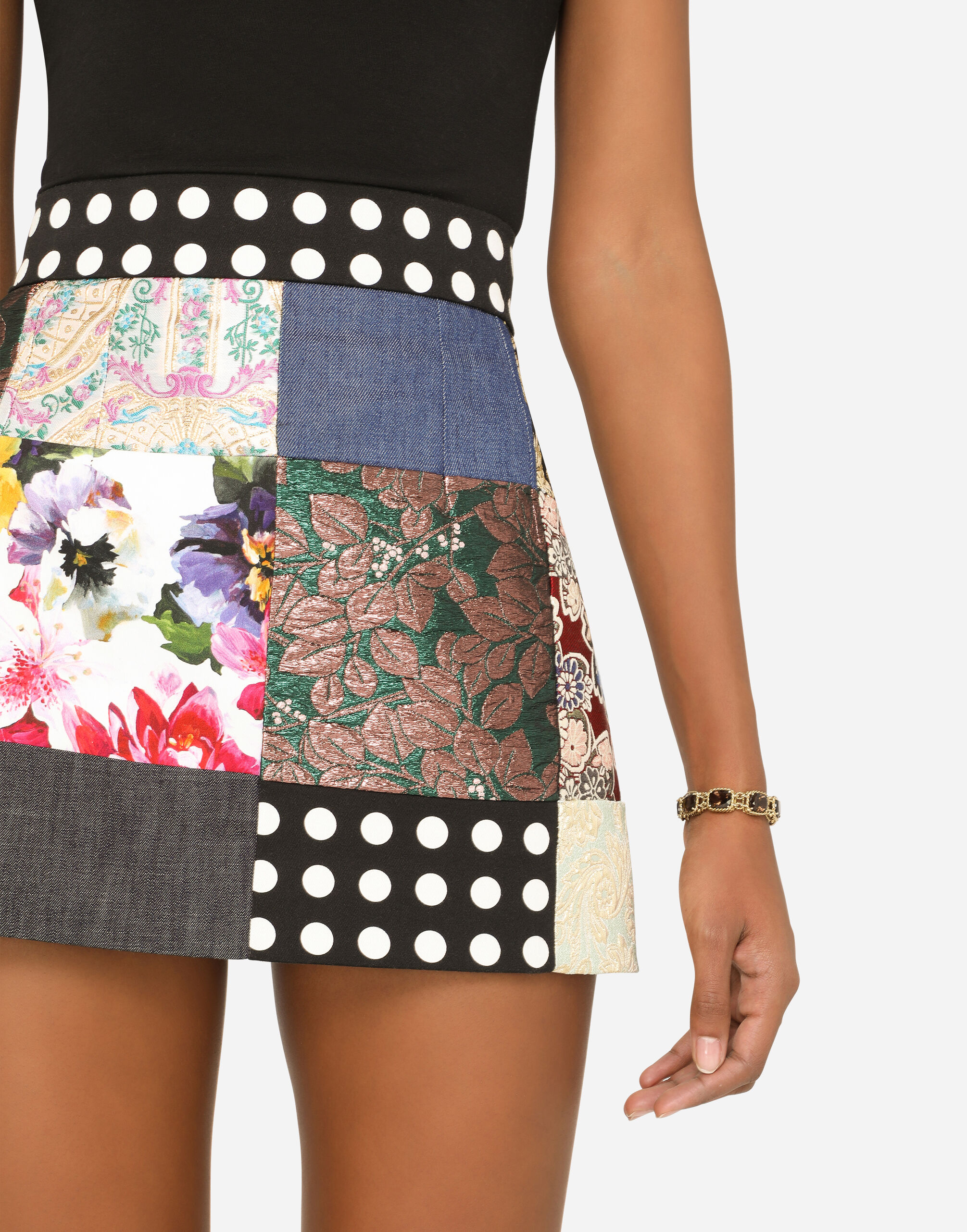 DOLCE&GABBANA パッチワークスカート Dolce&Gabbana】パッチワーク柄 スカート コットン ギャザー