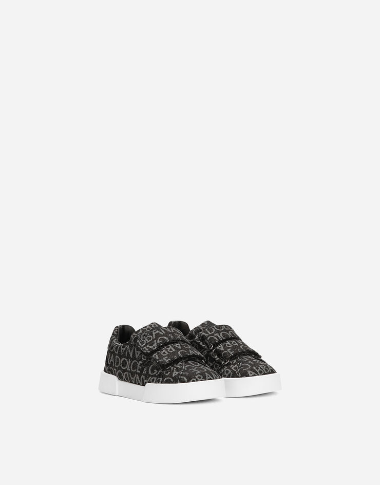 Dolce & Gabbana Sneaker Portofino aus beschichtetem Jacquard Schwarz DN0193AL125