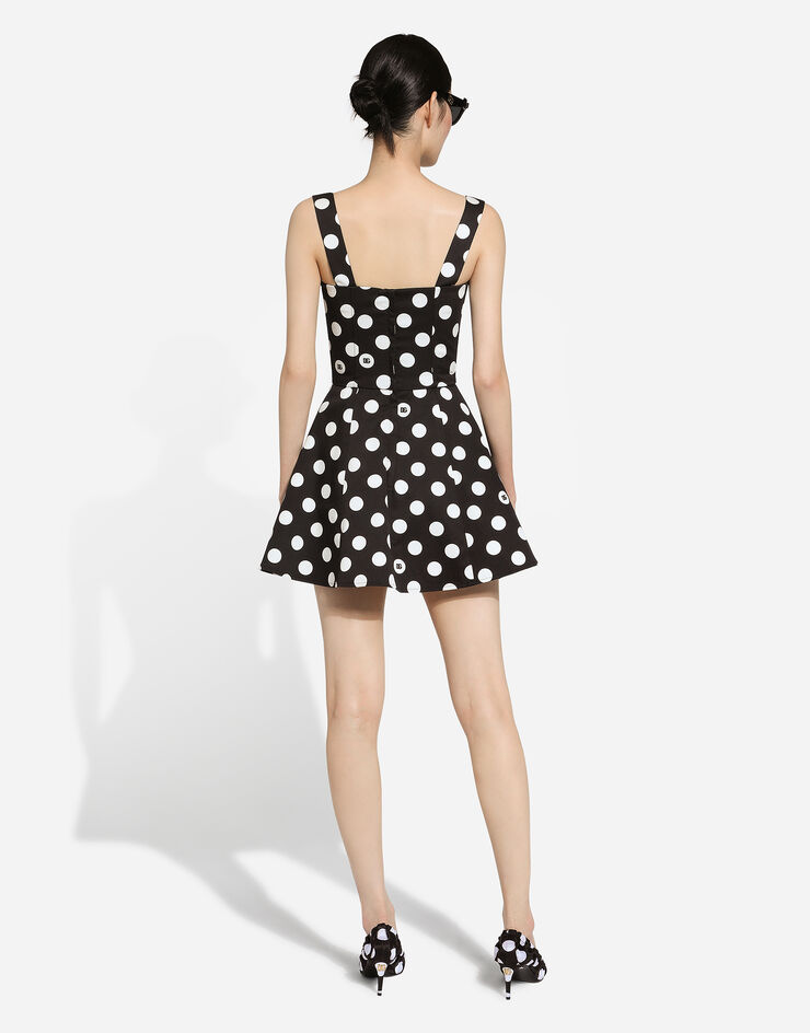 Dolce & Gabbana Cotton drill corset minidress with polka-dot print Print F6JITTFSFNQ