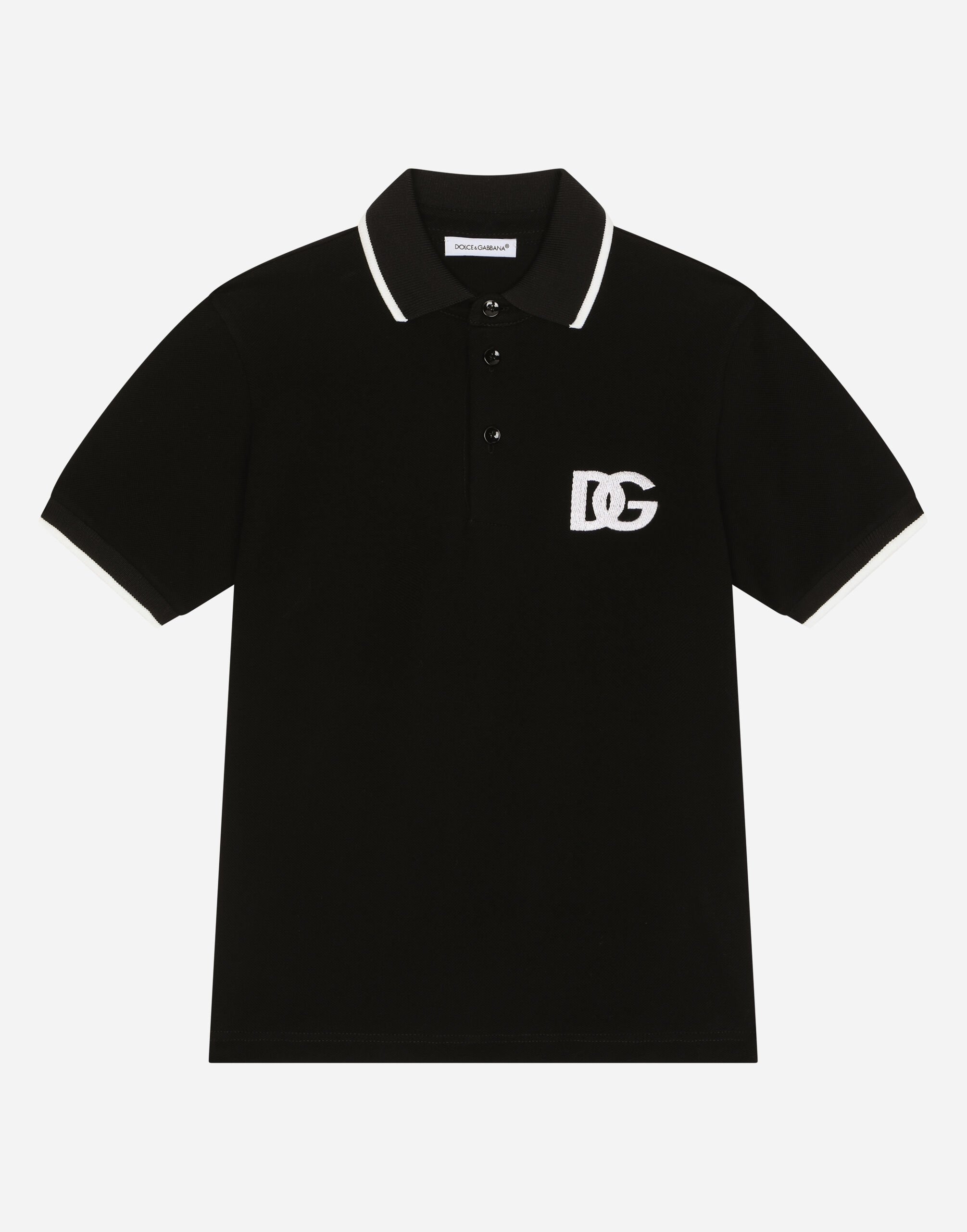 Dolce & Gabbana Piqué polo-shirt with DG logo embroidery Pink L4JT7TG7OLK