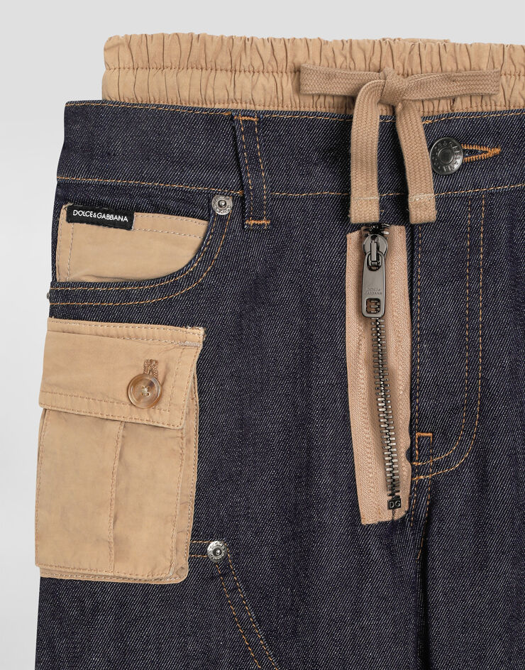 Dolce & Gabbana Denim trousers with double belt motif Multicolor L45P10LDD47