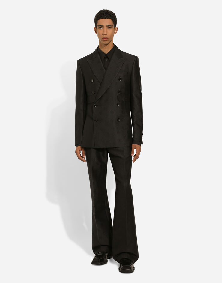 Dolce & Gabbana Silk jacquard pants with DG logo Black GYZMHTHJMOW