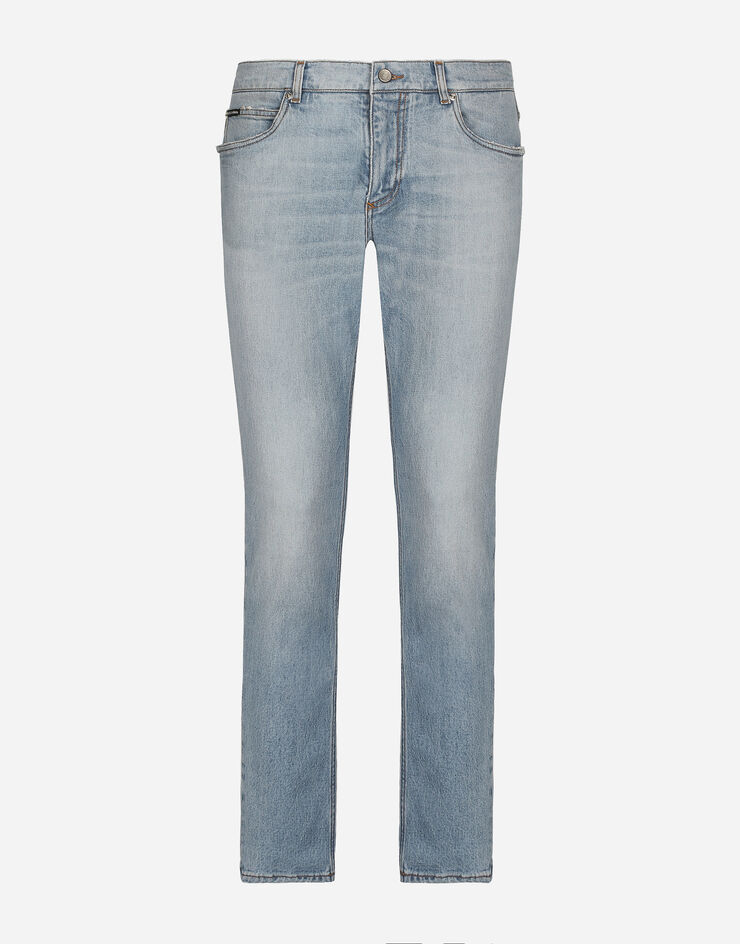 Dolce & Gabbana Regular fit washed stretch denim jeans with abrasions Multicolor GYJCCDG8JT4