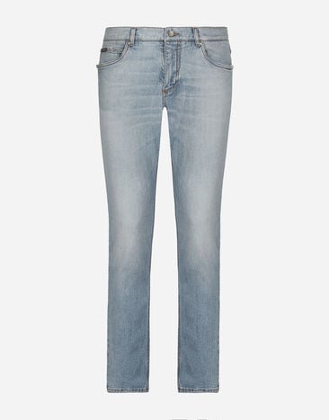 Dolce & Gabbana Regular fit washed stretch denim jeans with abrasions Multicolor G9NL5DG8GW9