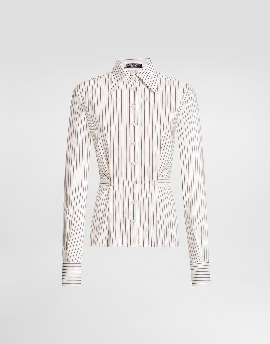 Pinstripe silk and cotton shirt