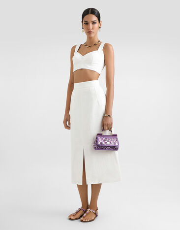 Dolce & Gabbana Stretch mat skirt White F4CM1TFU9AU