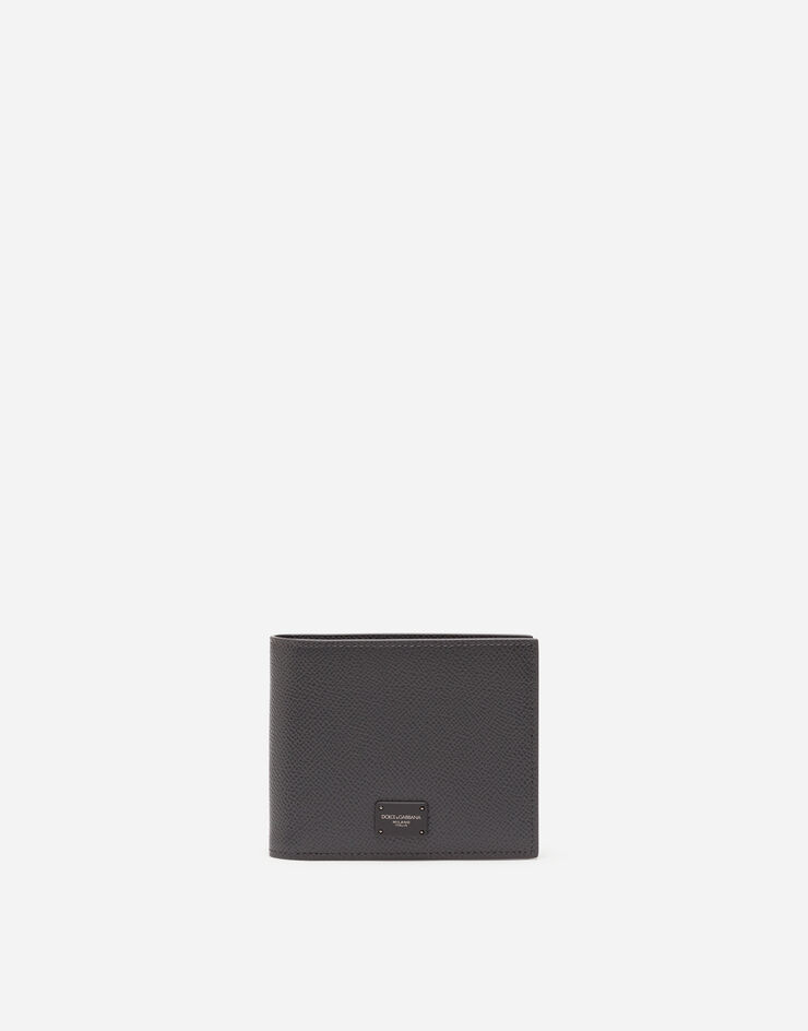 Dolce & Gabbana Складной кошелек из телячьей кожи dauphine с фирменной пластинкой СЕРЫЙ BP2463AZ602
