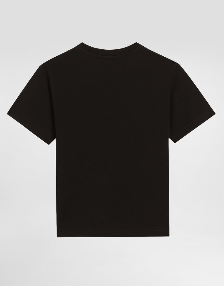 Dolce & Gabbana Short-sleeved jersey t-shirt with Dolce&Gabbana print Black L4JTHUG7P1Y