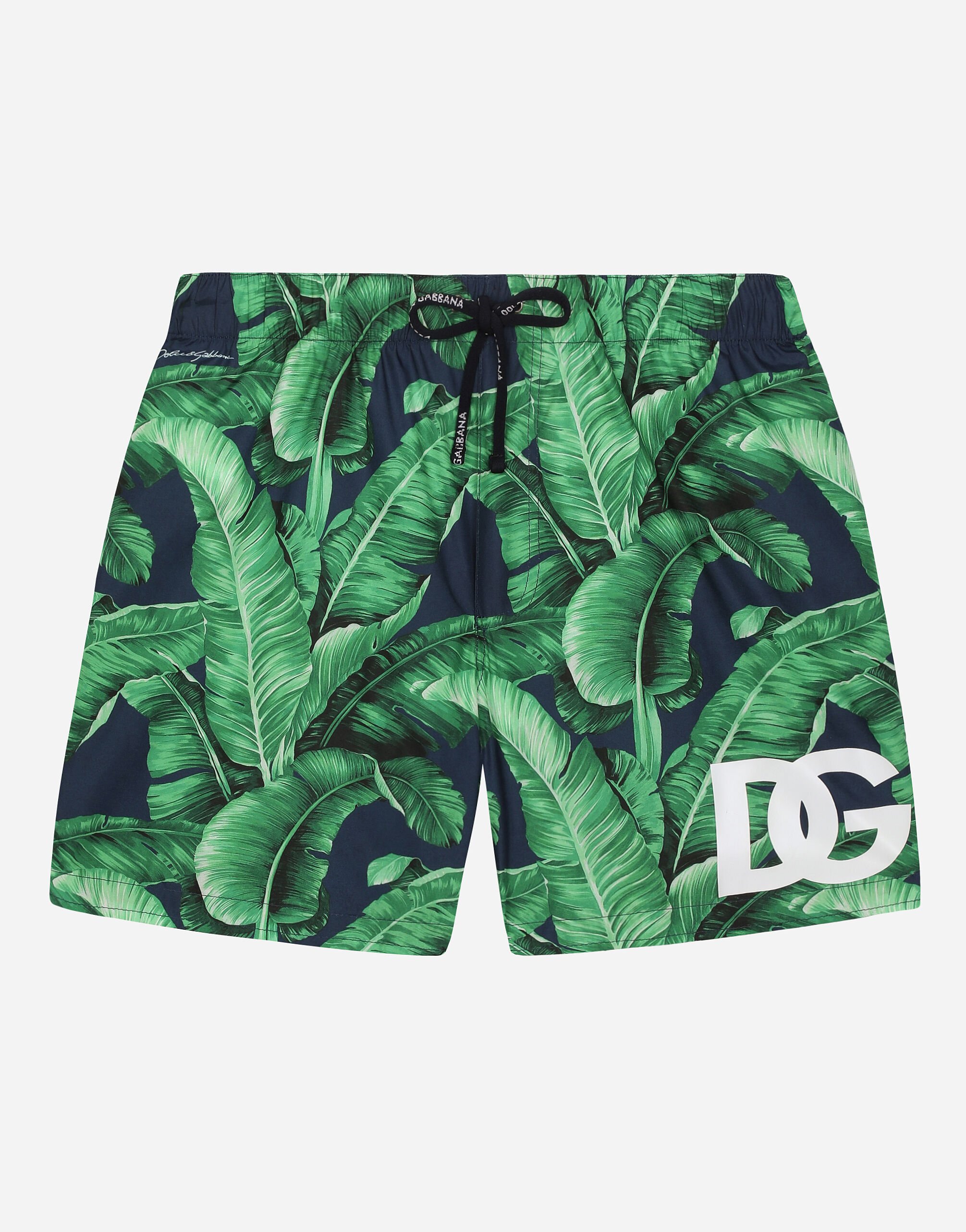 Dolce & Gabbana Nylon swim trunks with banana tree print Print L4J818G7K8F