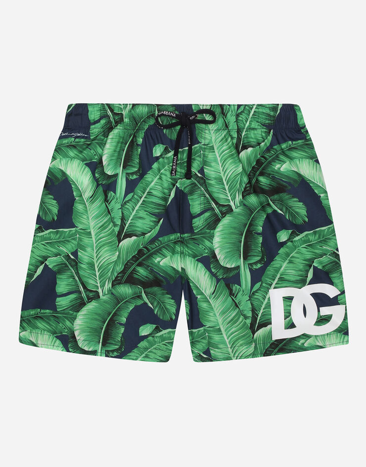 Dolce & Gabbana Nylon swim trunks with banana tree print Отпечатки L4J818G7K8F