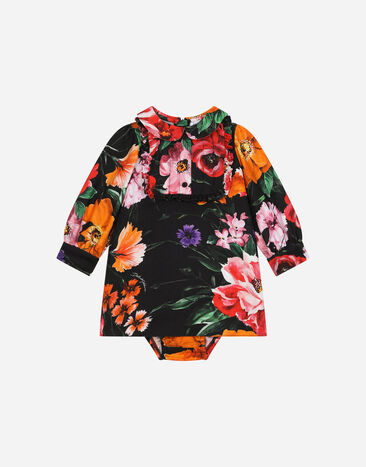 Dolce & Gabbana Viyella dress with floral print over a black background Print L23DW2FI5KS