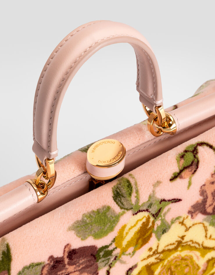 Dolce & Gabbana 그랜드마 미디엄 핸드백 벨벳 소재 스티치 자수 디테일 멀티 컬러 BB7986B3T61