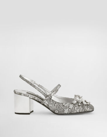 Dolce & Gabbana Brocade slingback with embroidery and stones Multicolor CG0976AS203