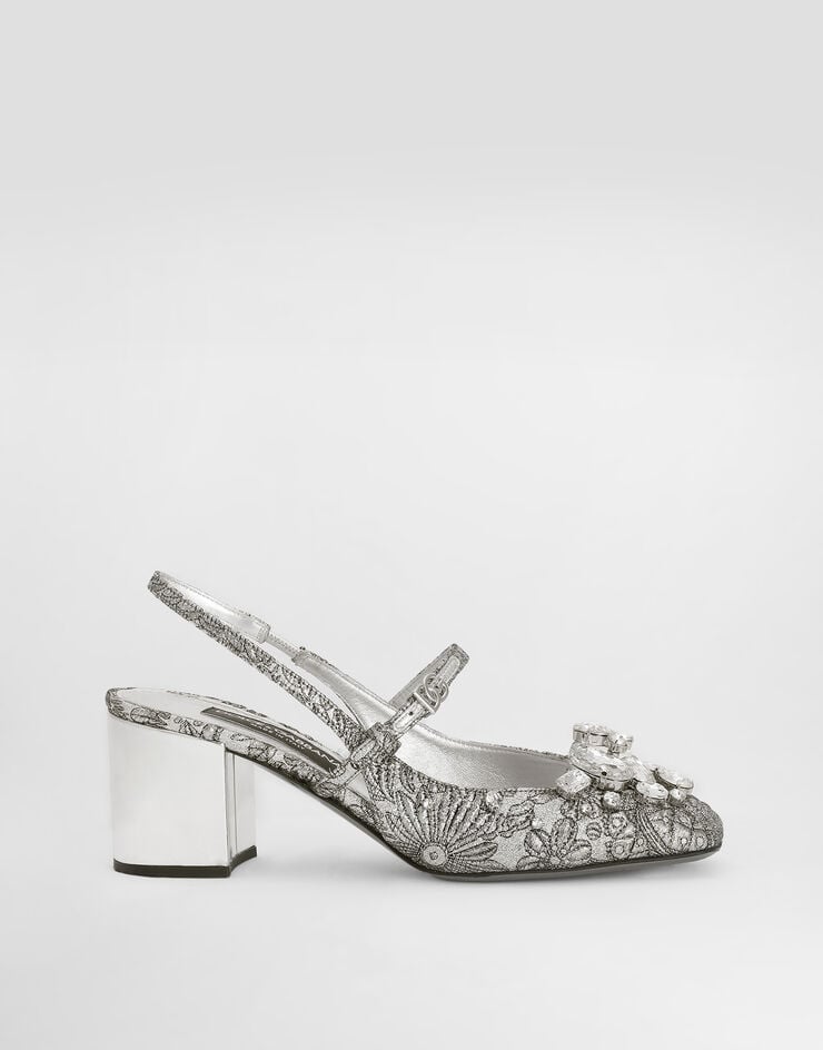 Dolce & Gabbana Brocade slingback with embroidery and stones Dolce & Gabbana Brocade slingback with embroidery and stones Multicolor CG0976AS203