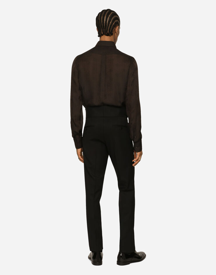 Dolce&Gabbana Stretch wool twill tuxedo pants Black GVPWMTFUBE7