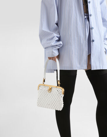 Dolce & Gabbana Amanda handbag in mesh and palmellato calfskin White BB7920A0699