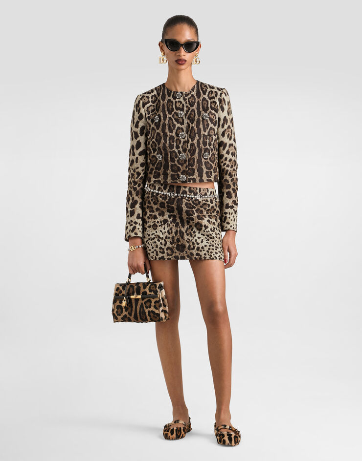 Dolce & Gabbana Leo-print brocade single-breasted jacket with jewel buttons Print F27HKZFSTB3