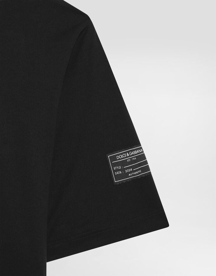 Dolce & Gabbana Short-sleeved T-shirt with vertical logo print Black G8PN9TG7M1D