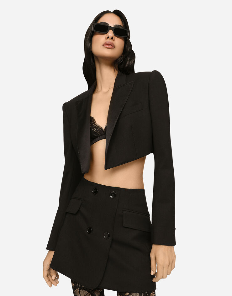 Dolce & Gabbana Twill mini wrap skirt Black F4CJ0TFUBE7
