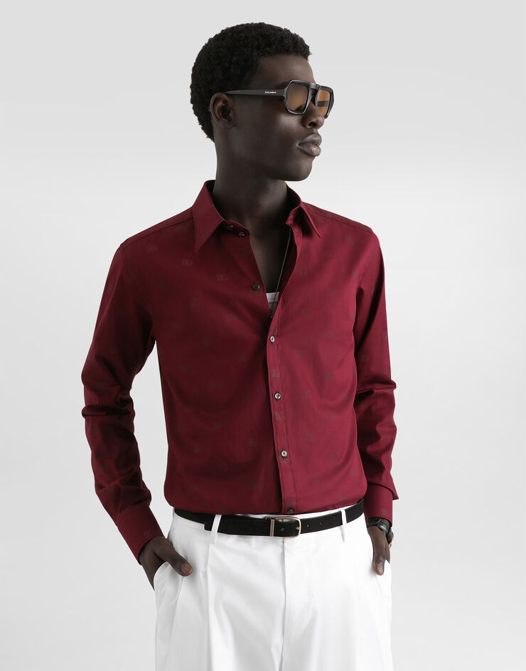 Dolce & Gabbana Hemd Martini aus Popeline mit Logo-Print Multicolor G5ML1THS5T7