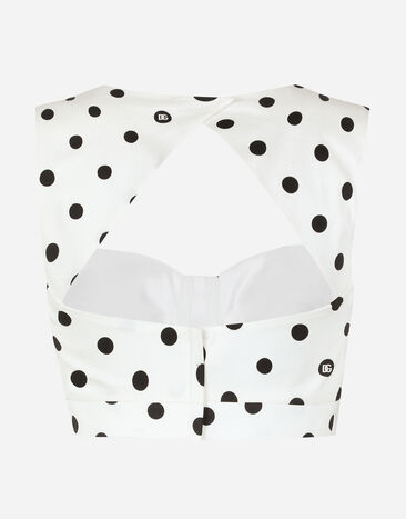 Dolce & Gabbana Cotton corset top with polka-dot print Print F7AA7TFSFNM