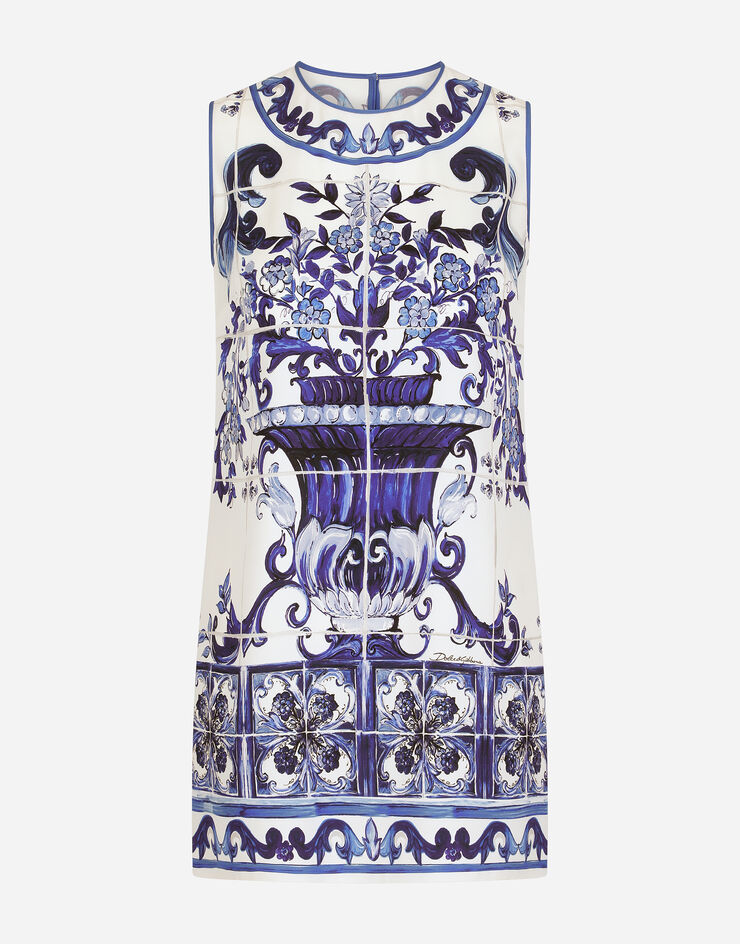 Dolce & Gabbana Top de charmeuse con estampado de mayólica Multicolor F7T85THPABY