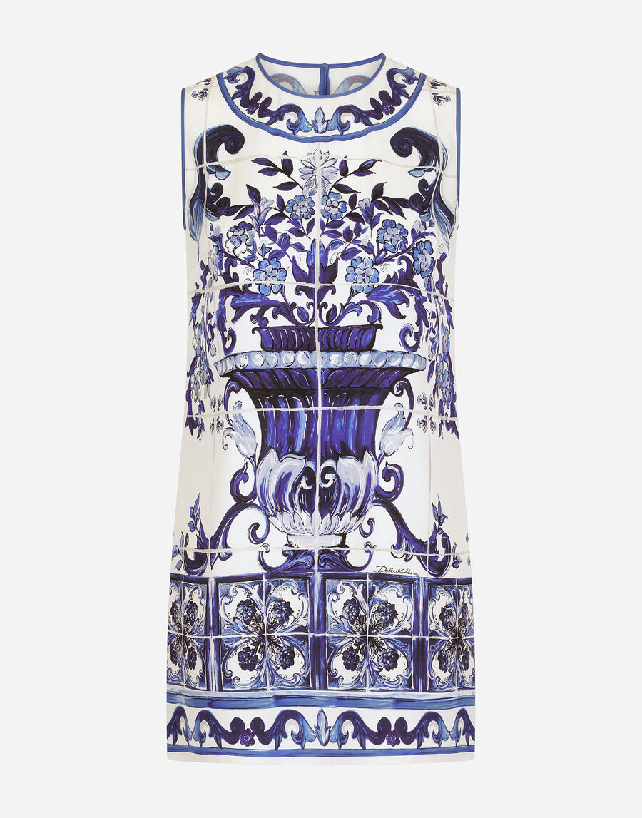 Majolica-print charmeuse top