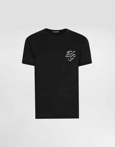 Dolce & Gabbana Cotton t-shirt with embroidery Black G8RN8ZG7PJ0